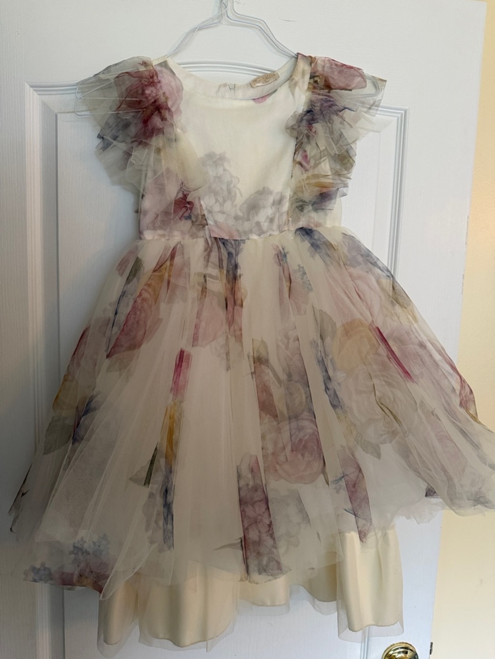 MonnaLisa chic. Cream Tulle Dress with Subtle Sheer Layers Size 8